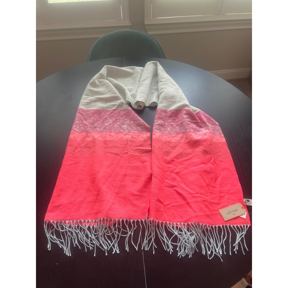 NWT‎ Gap Cozy Scarf Neon Pink Colorblock Fringe Winter Scarf New With Tags